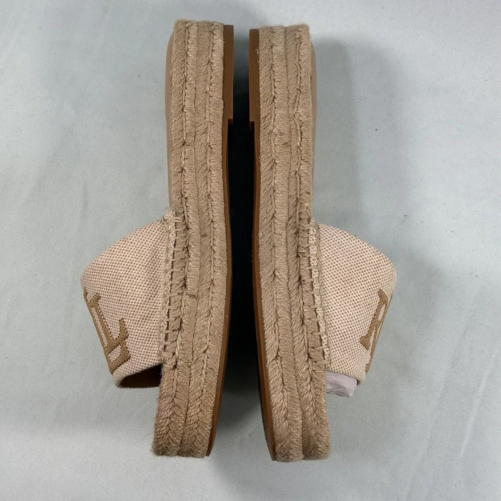 Lauren Ralph Lauren Size-8B Women's Polly Espadrille Flat Sandals Beige Denim
